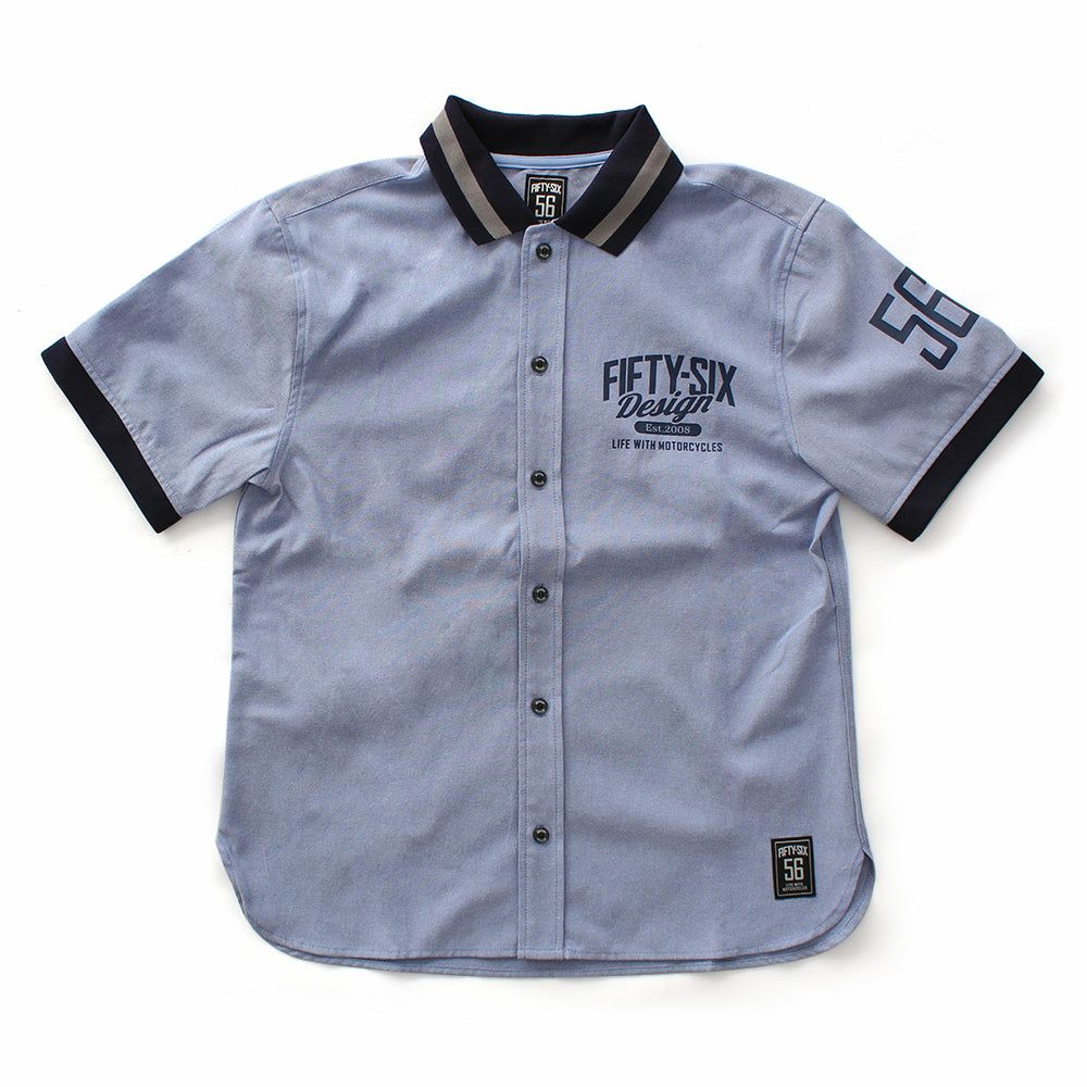 56design｜リブミックス ショートスリーブ シャツ｜サックスブルー