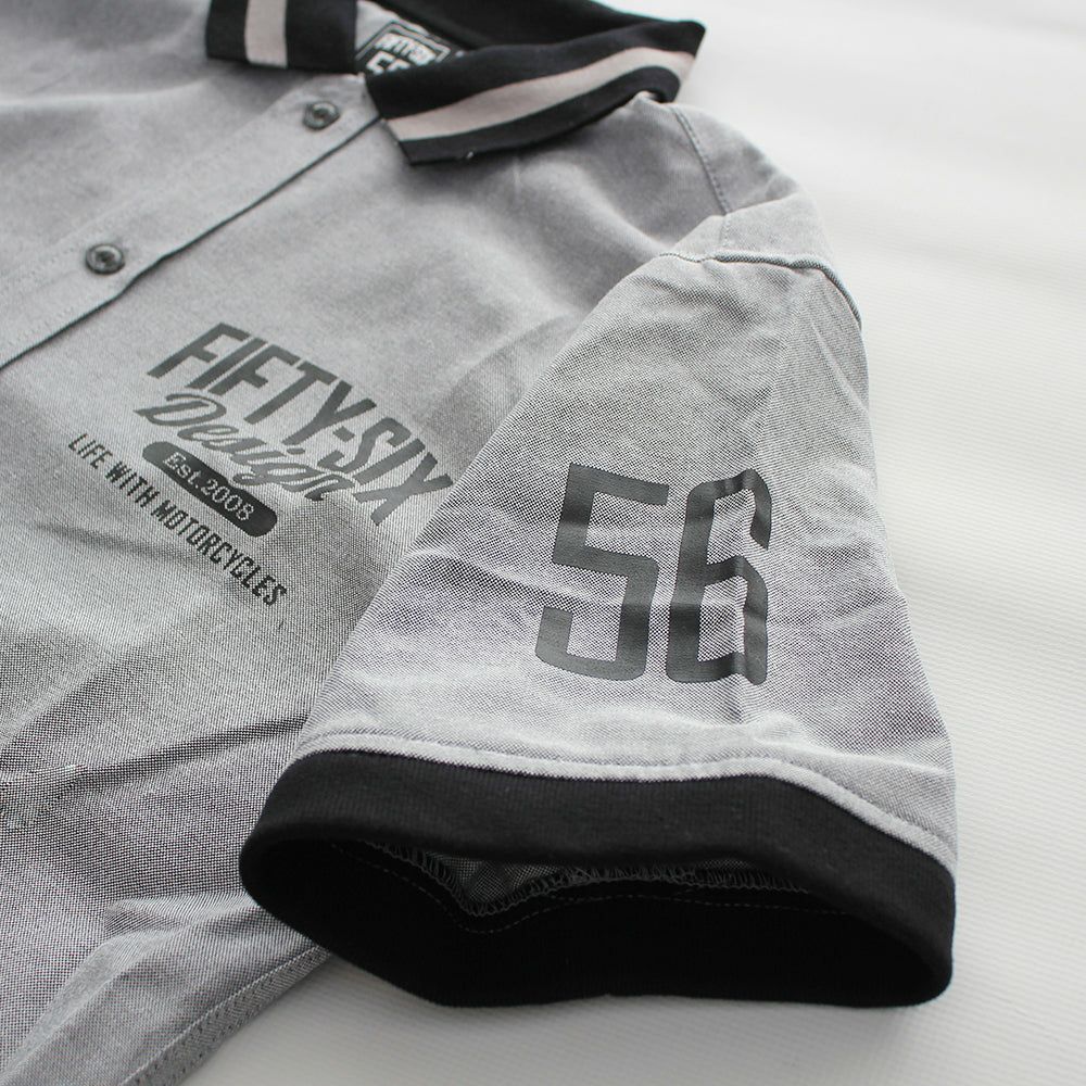 56design｜リブミックス ショートスリーブ シャツ｜ブラック