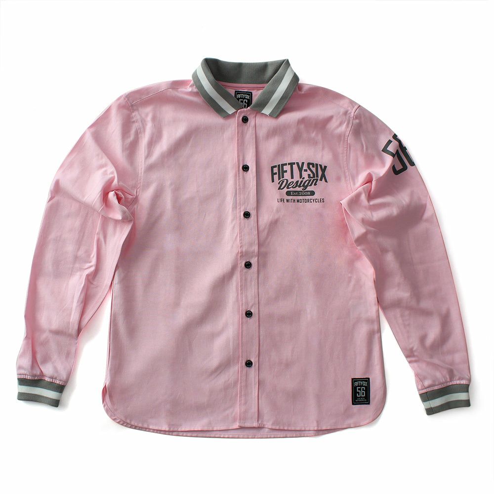 56design｜リブミックス ロングスリーブ シャツ｜ピンク