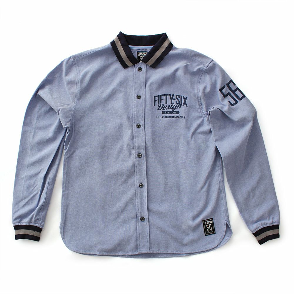 56design｜リブミックス ロングスリーブ シャツ｜サックスブルー