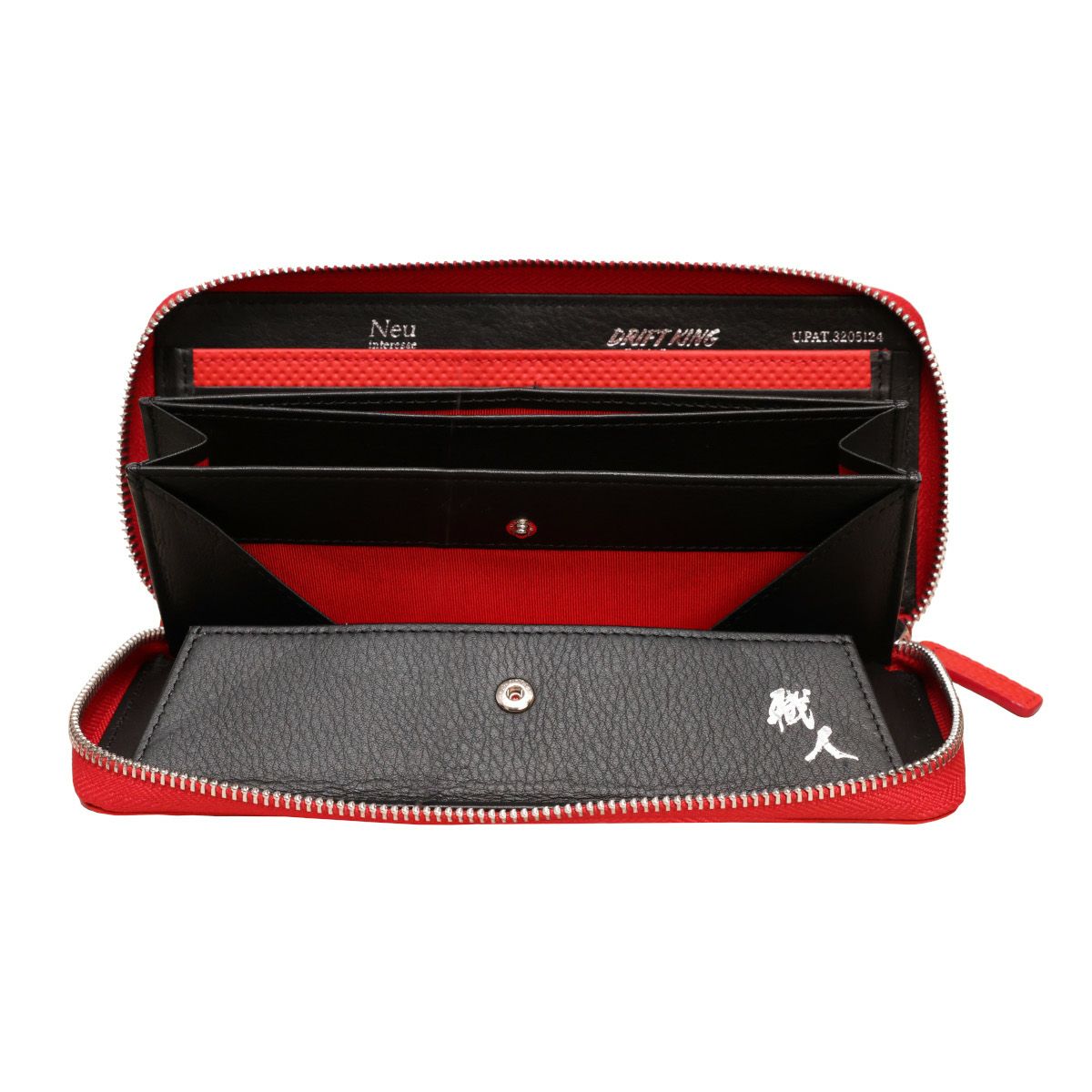 neuinteresse｜DRIFTKING model RFギャルソンハニーセル長財布｜オレンジレッド×ブラック