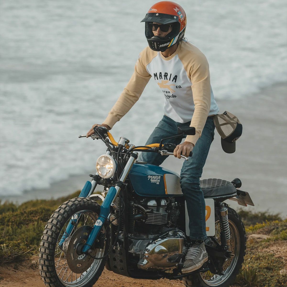 Maria Riding Company｜ドリフター サマー スウェットシャツ｜イエロー×ホワイト｜モデル着用