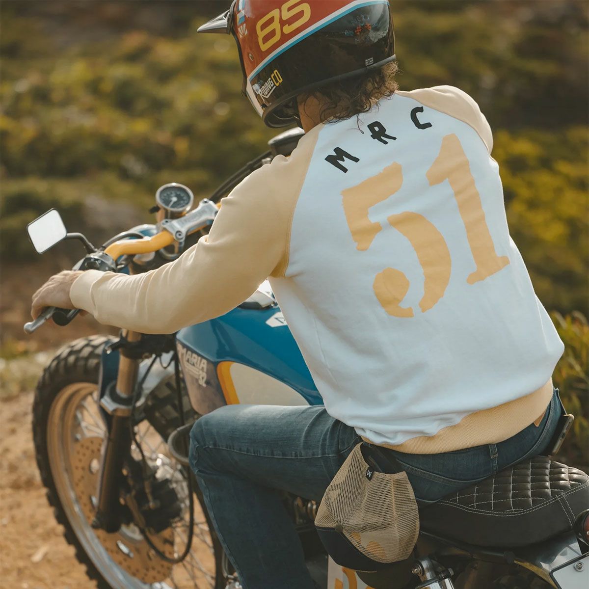 Maria Riding Company｜ドリフター サマー スウェットシャツ｜イエロー×ホワイト｜モデル着用