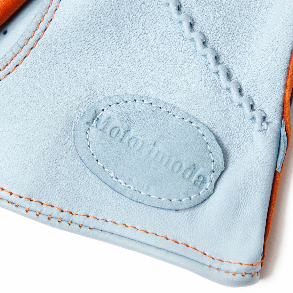 Motorimoda｜ナポリ II レザー ドライビンググローブ｜ハーフ｜オレンジ×スカイブルー