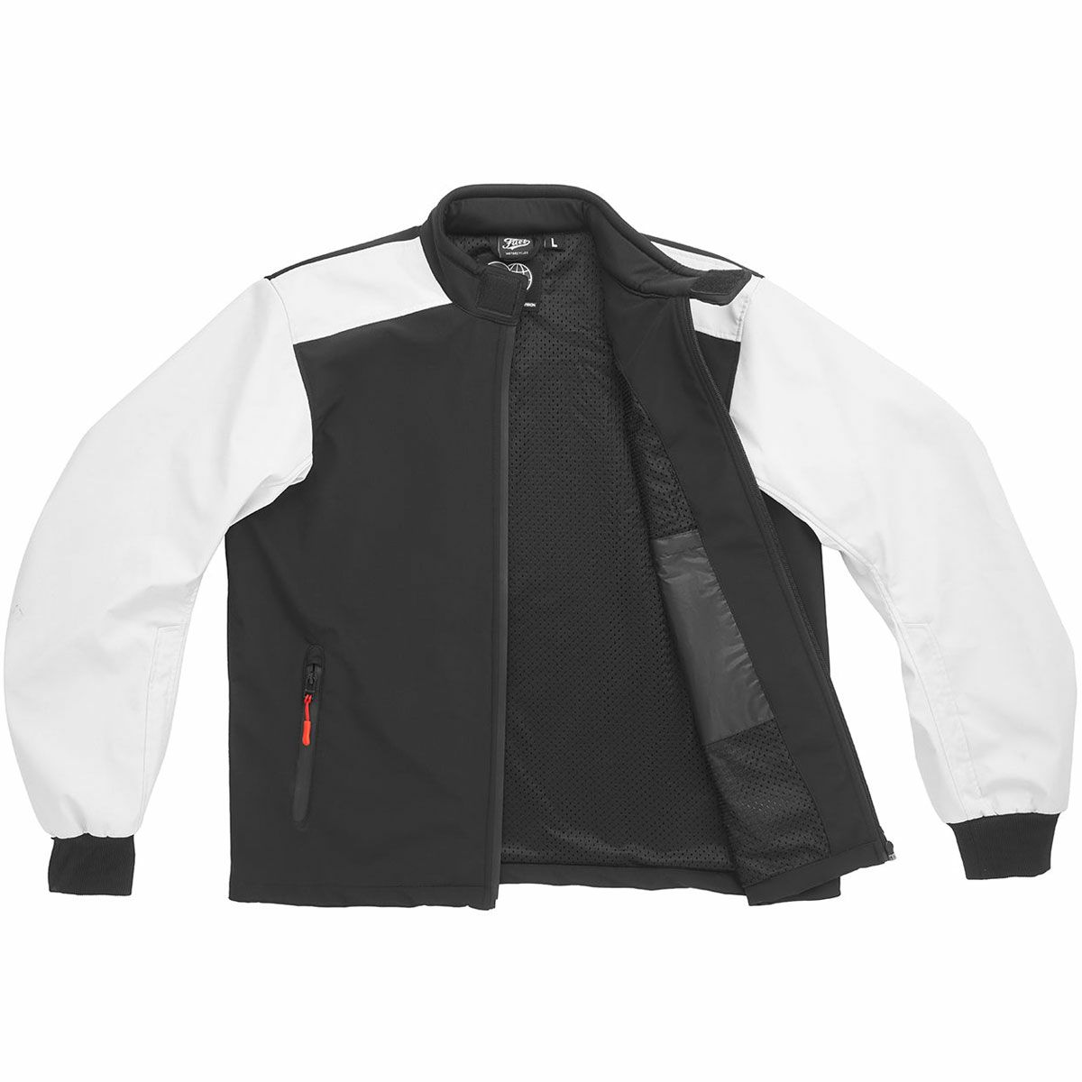 Fuel Motorcycles｜パトロール ソフトシェル ジャケット｜ファブリック｜ブラック×ホワイト