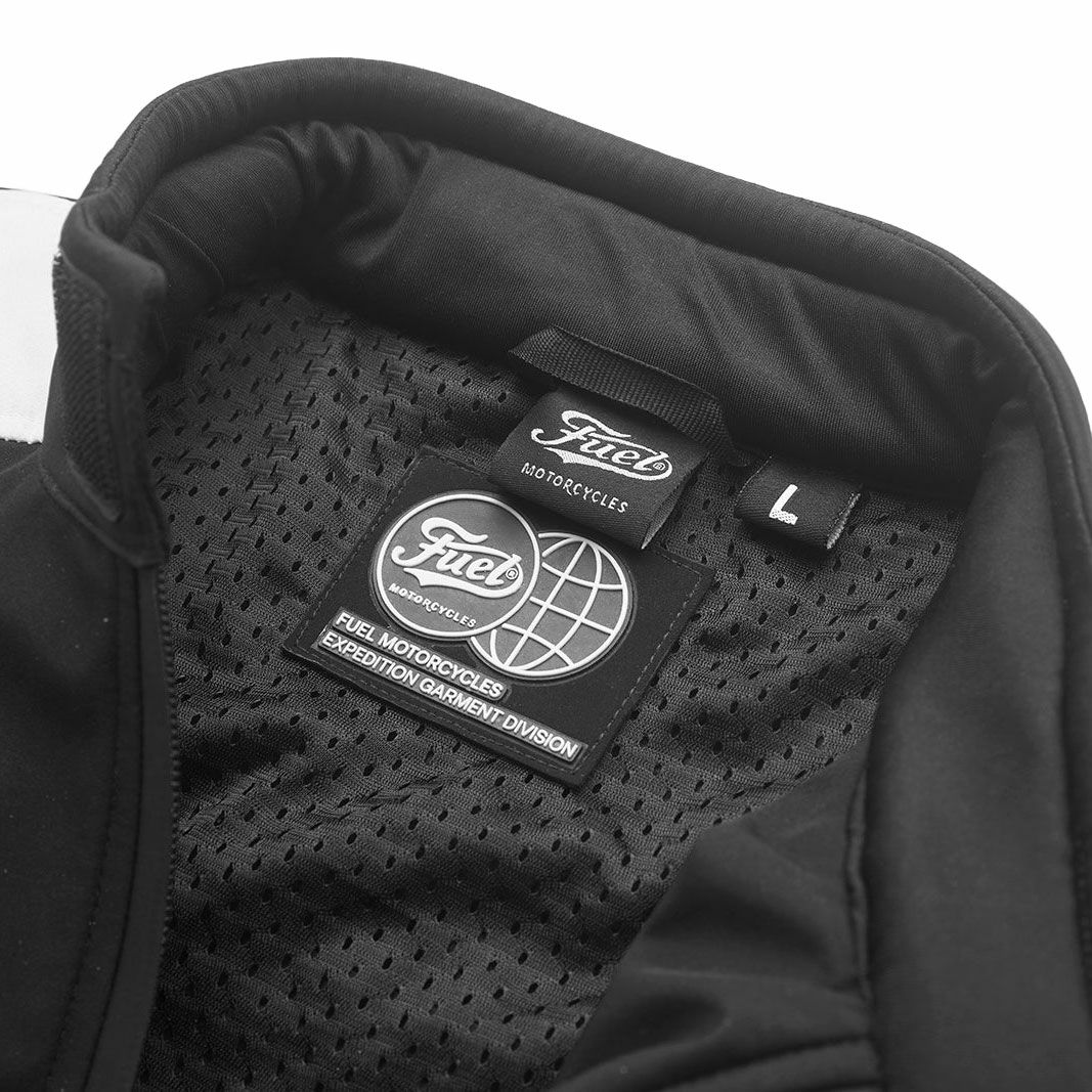 Fuel Motorcycles｜パトロール ソフトシェル ジャケット｜ファブリック｜ブラック×ホワイト