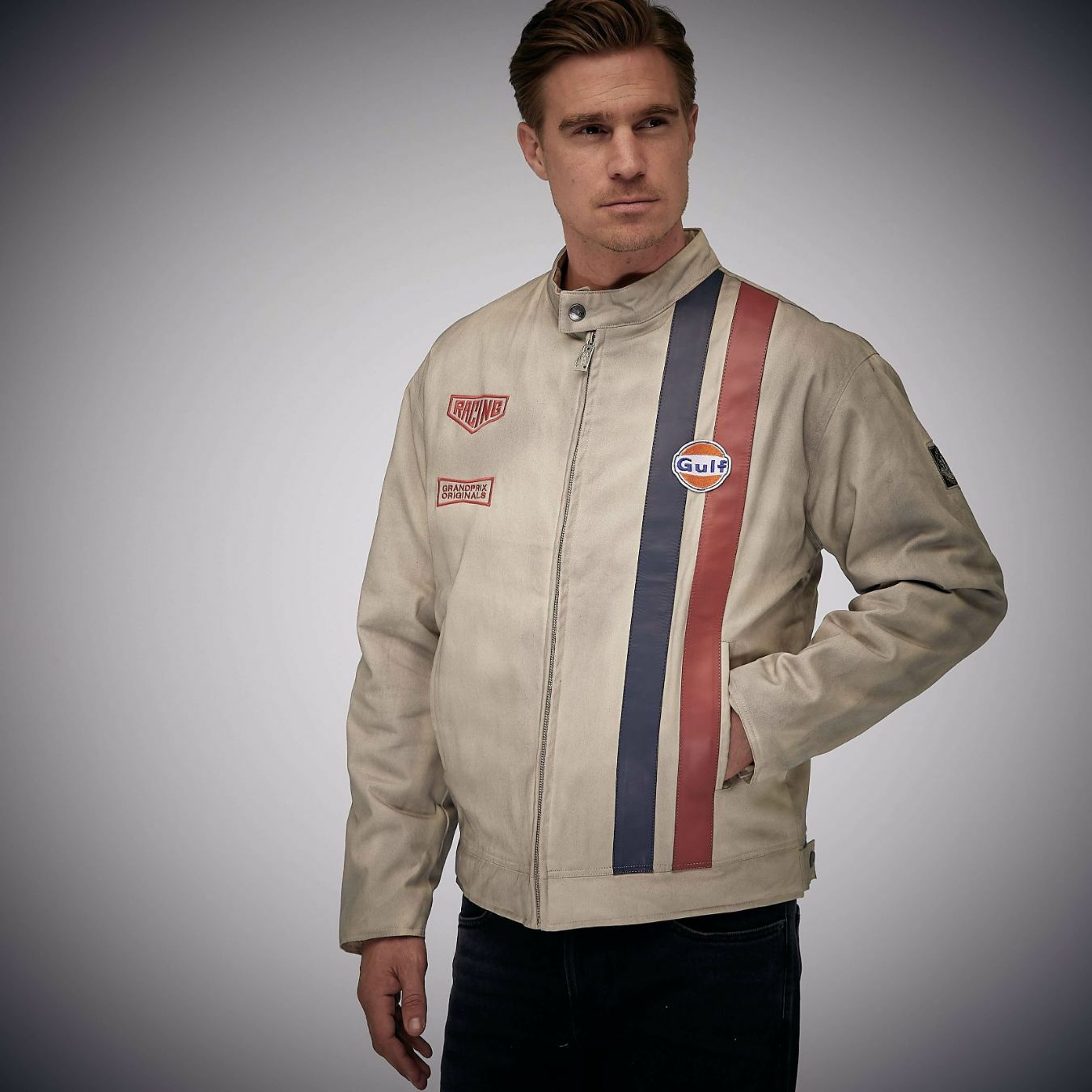 GULF｜ガルフ ダート メカニック コットン ジャケット｜アウター｜サンド｜モデル着用
