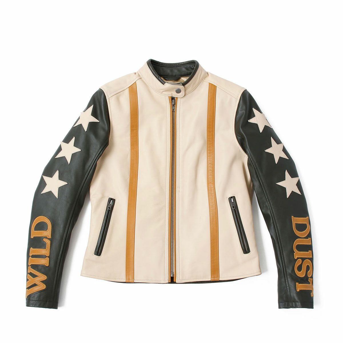 WILDUST｜スター ＆ ストライプ レザー ジャケット｜レザー｜カーキ