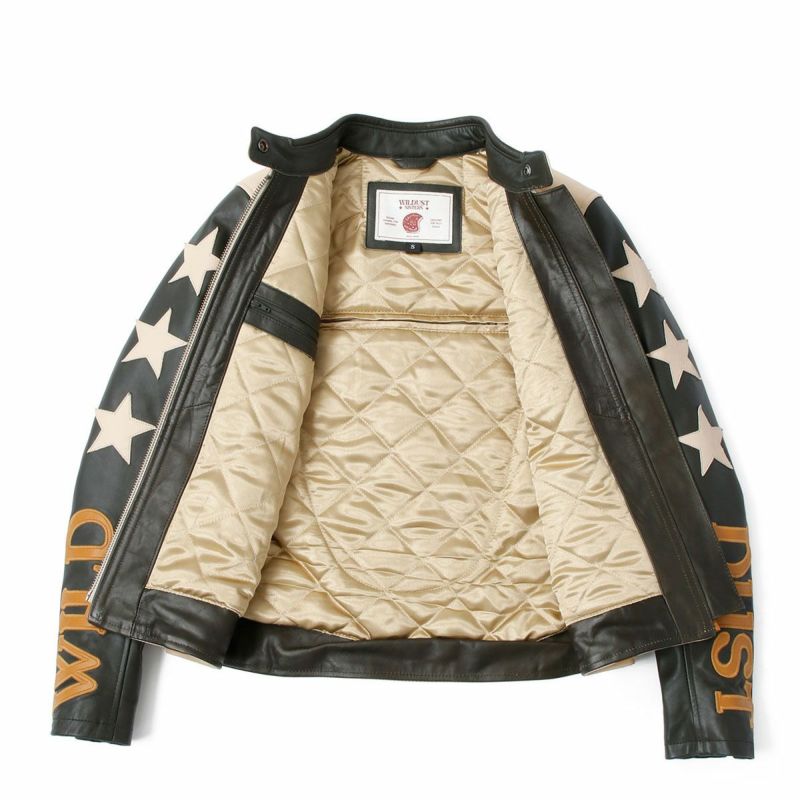 WILDUST｜スター ＆ ストライプ レザー ジャケット｜レザー｜カーキ