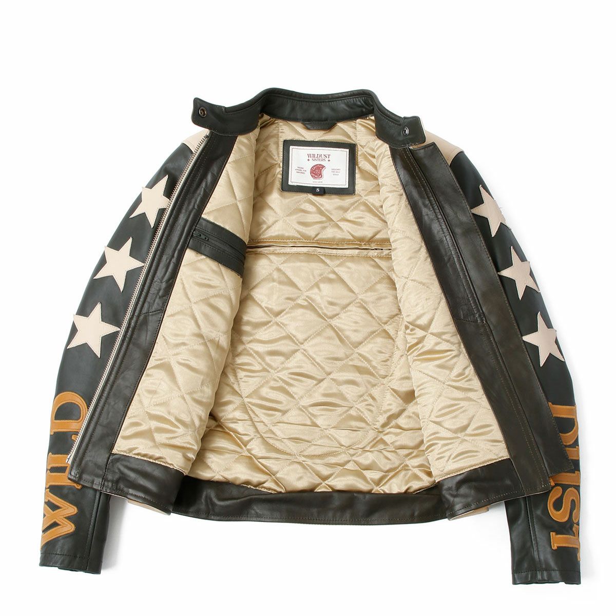 WILDUST｜スター ＆ ストライプ レザー ジャケット｜レザー｜カーキ