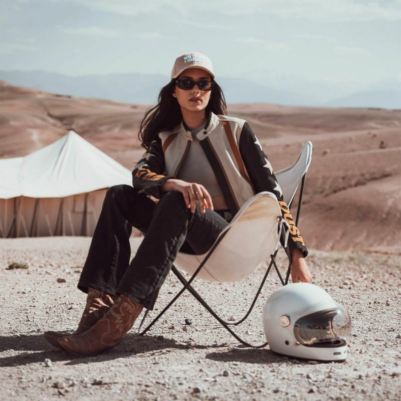 WILDUST｜スター ＆ ストライプ レザー ジャケット｜レザー｜カーキ｜モデル着用