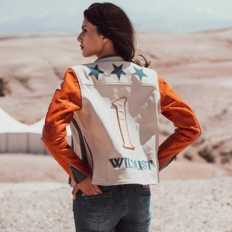 WILDUST｜スター ＆ ストライプ レザー ジャケット｜レザー｜ブリック｜モデル着用