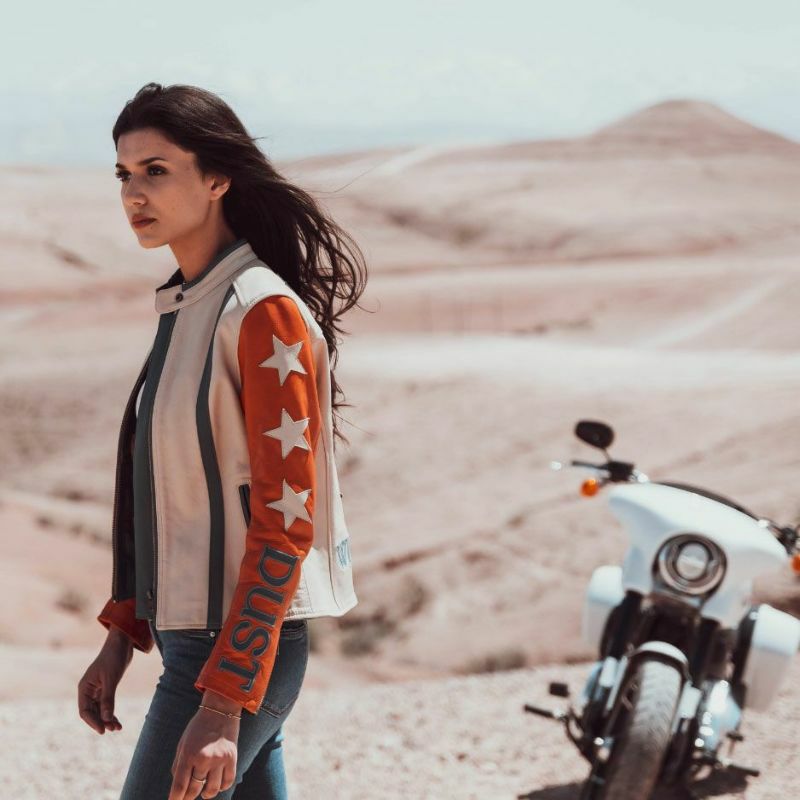 WILDUST｜スター ＆ ストライプ レザー ジャケット｜レザー｜ブリック｜モデル着用