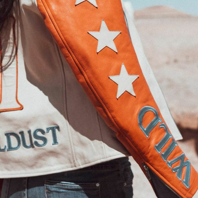 WILDUST｜スター ＆ ストライプ レザー ジャケット｜レザー｜ブリック｜モデル着用