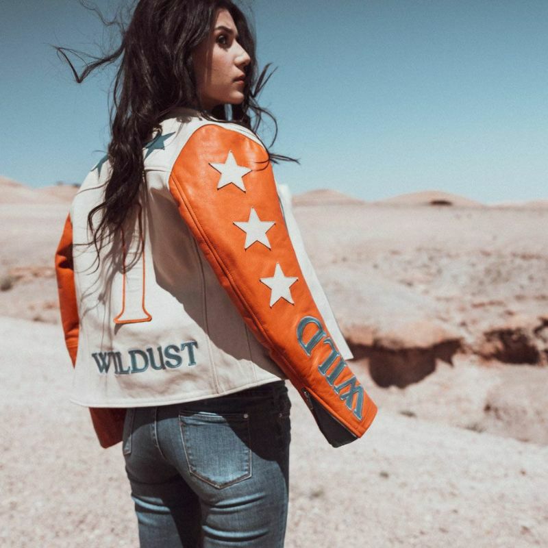 WILDUST｜スター ＆ ストライプ レザー ジャケット｜レザー｜ブリック｜モデル着用