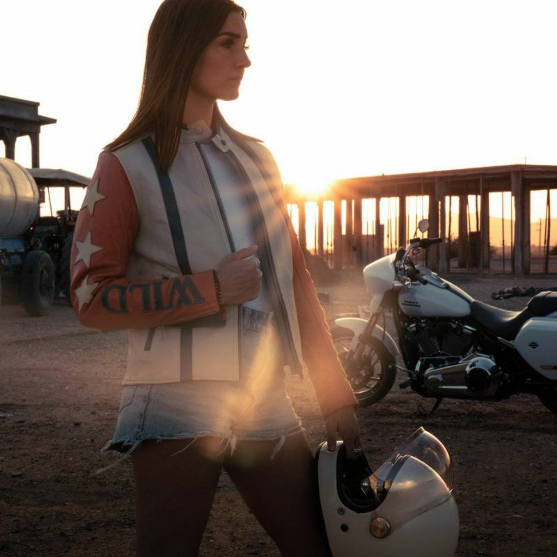 WILDUST｜スター ＆ ストライプ レザー ジャケット｜レザー｜ブリック｜モデル着用