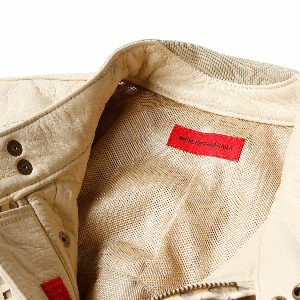 SHINICHIRO ARAKAWA｜パンチング レザー ジャケット｜レザー｜ベージュ