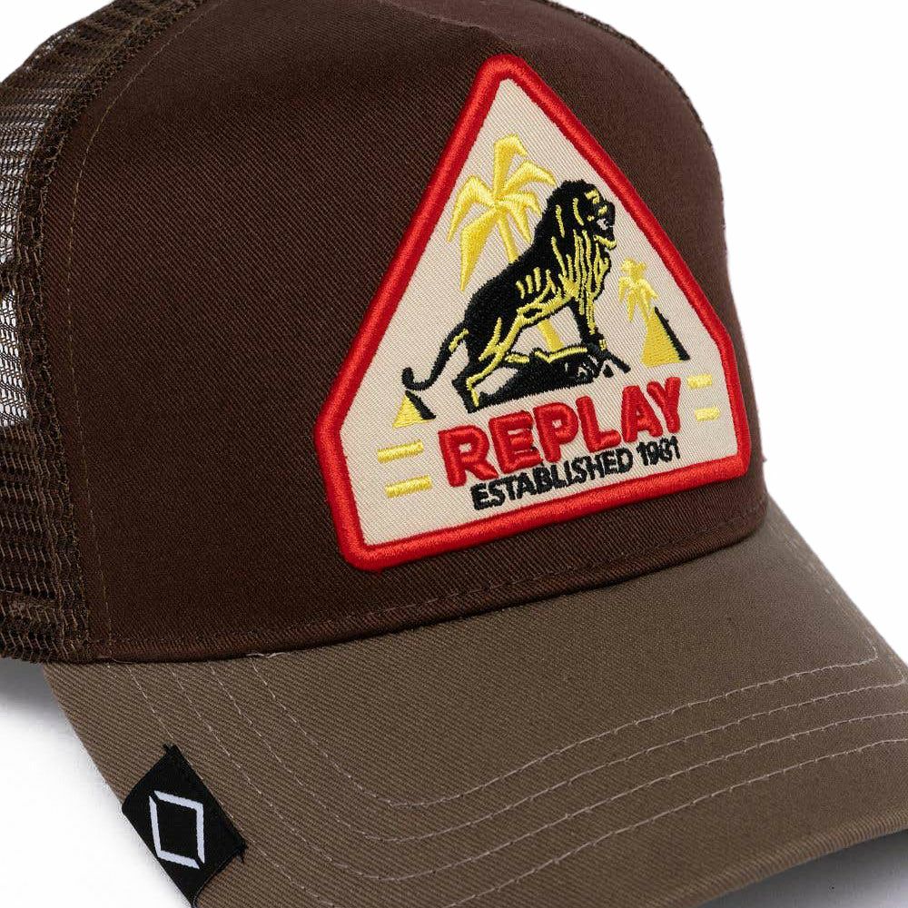 Replay｜ライオンパッチ キャップ｜帽子｜ペールヘザーブラウン×ブラウンココア