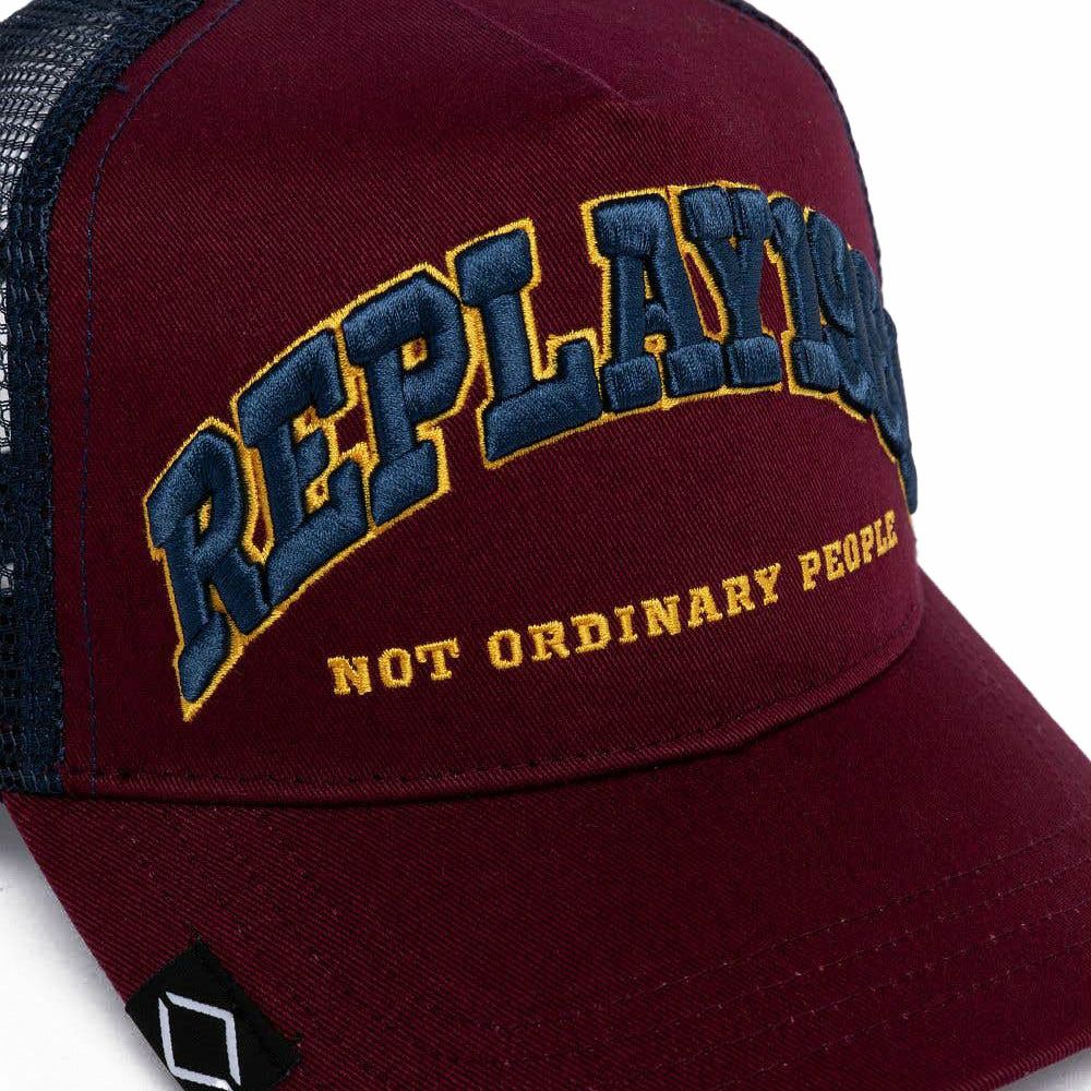 Replay｜エンブロイダリー ロゴ キャップ｜帽子｜ポートワイン×インディゴブルー