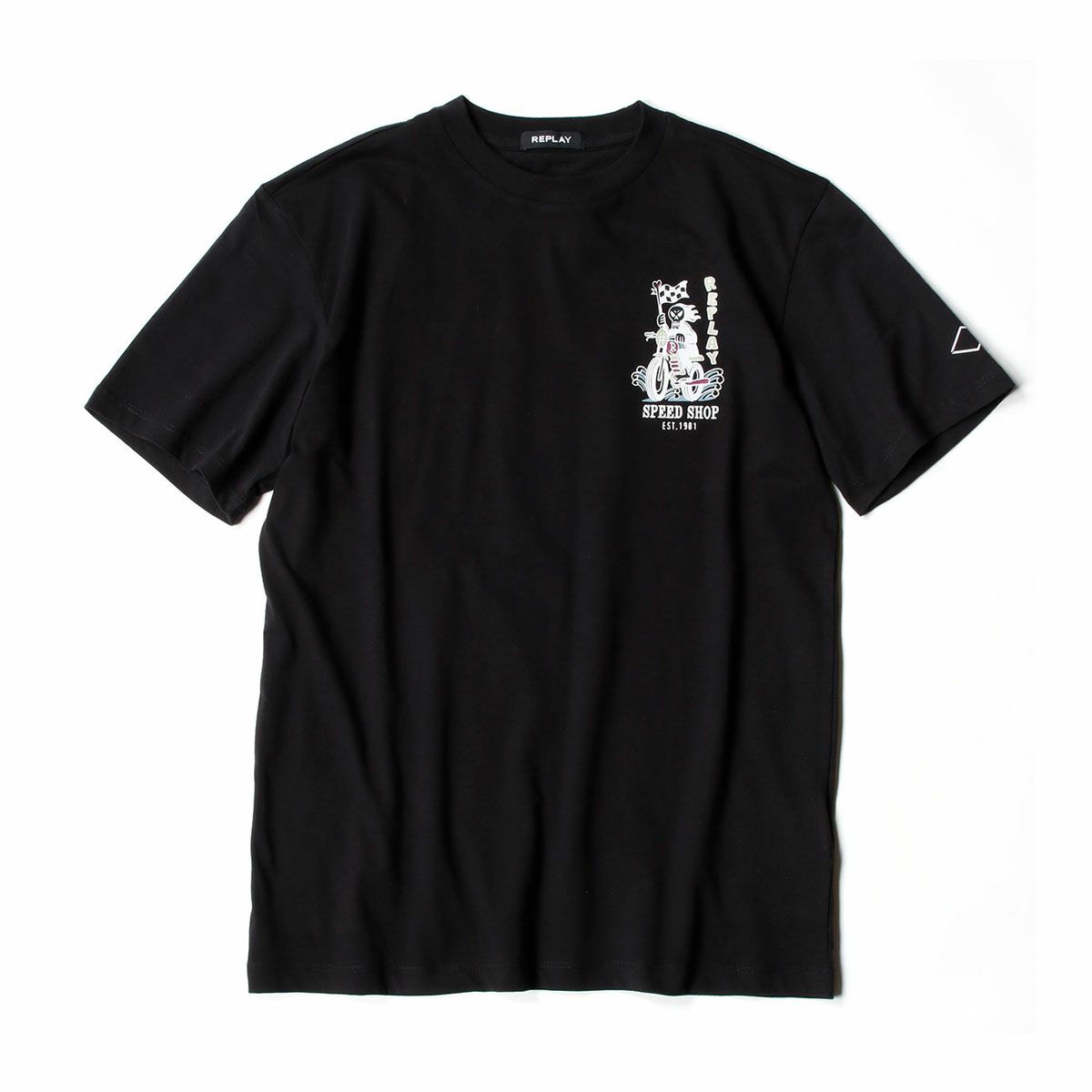 Replay｜レーサープリント Ｔシャツ｜ブラック