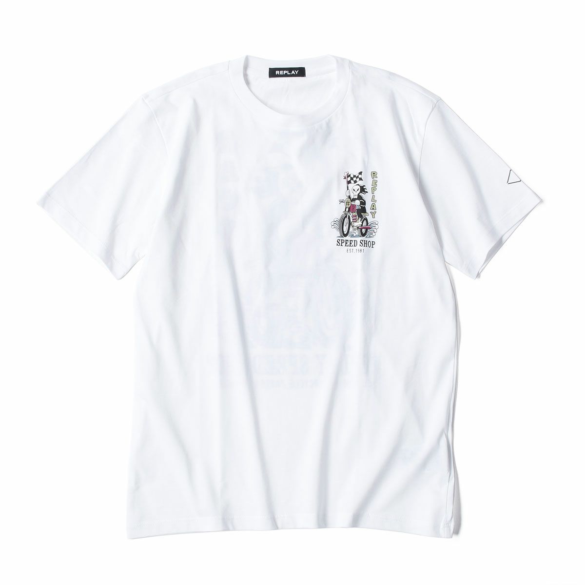 Replay｜レーサープリント Ｔシャツ｜ホワイト