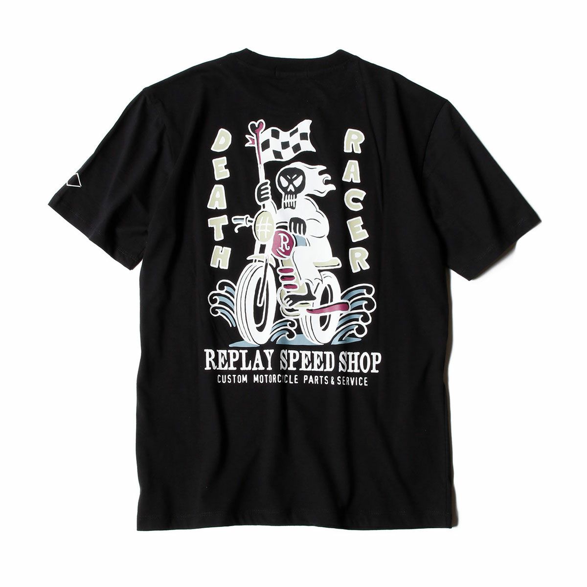 Replay｜レーサープリント Ｔシャツ｜ブラック