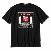 Replay｜バイカープリント クルーネック Tシャツ｜ブラック