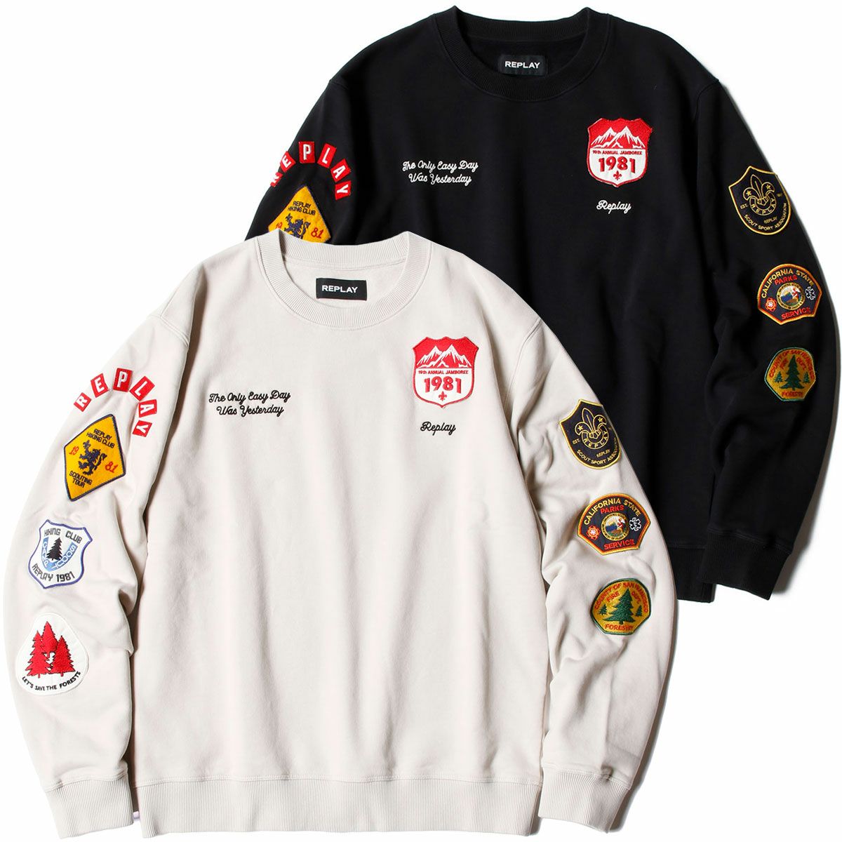 Replay｜ワッペン スリーブ スウェットシャツ｜