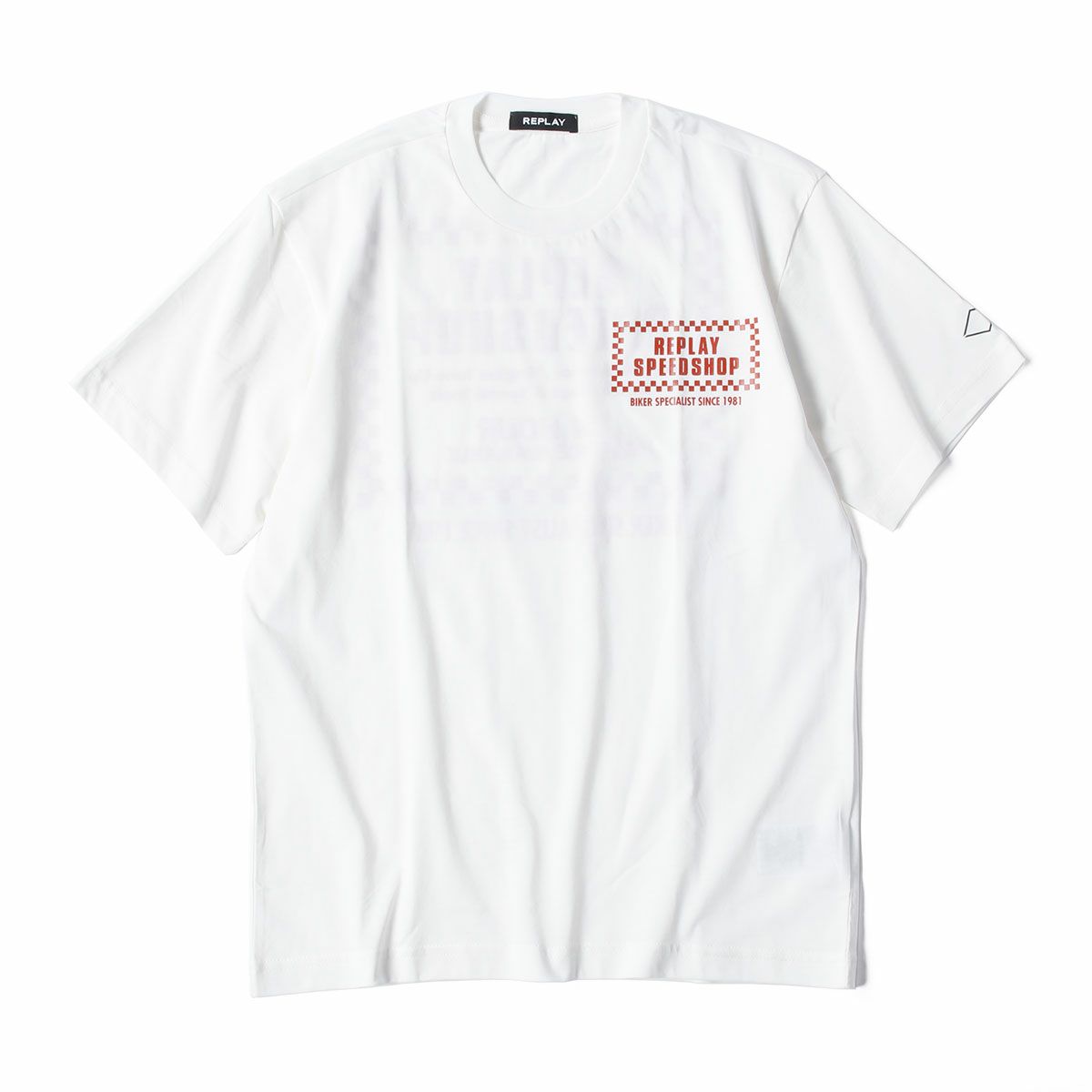 Replay｜バイカー プリント Ｔシャツ｜ホワイト