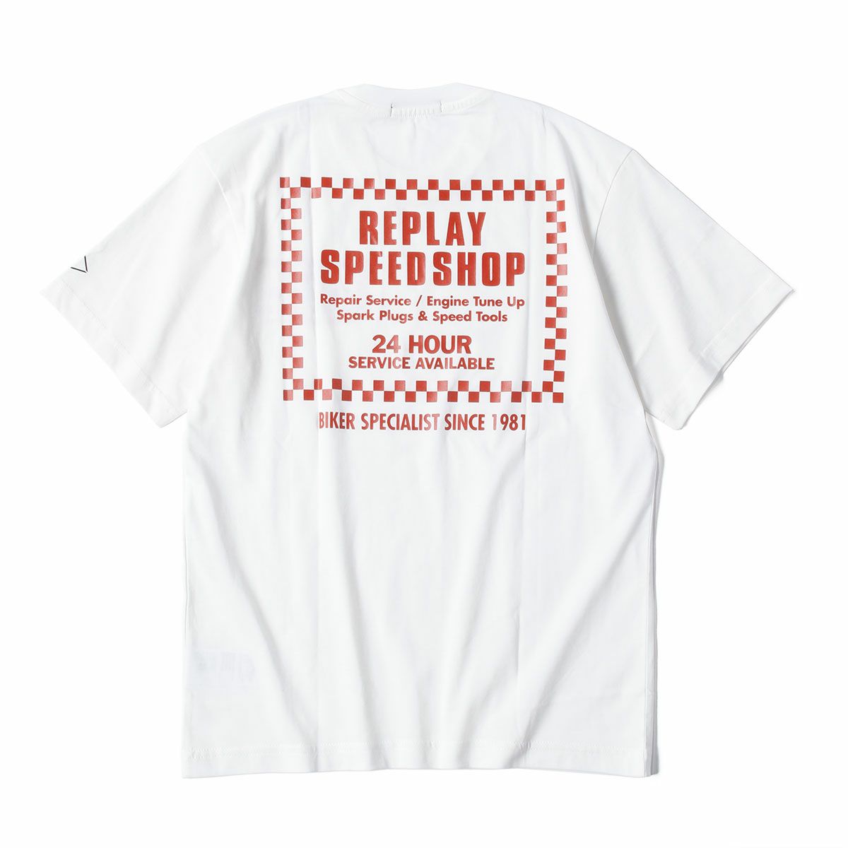 Replay｜バイカー プリント Ｔシャツ｜ホワイト