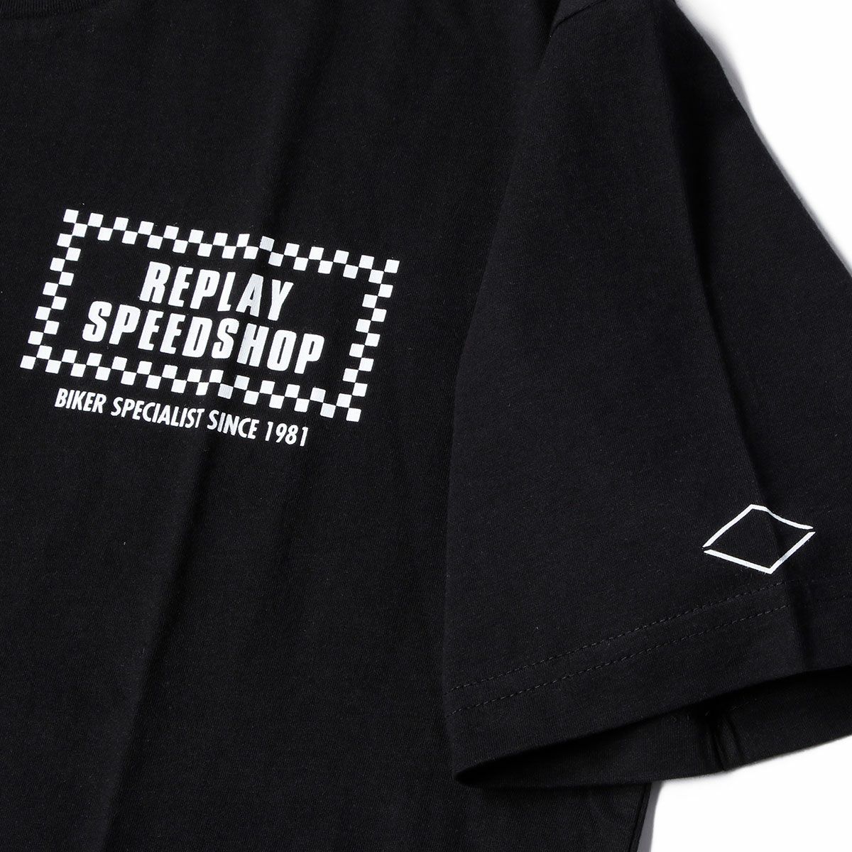 Replay｜バイカー プリント Ｔシャツ｜ブラック
