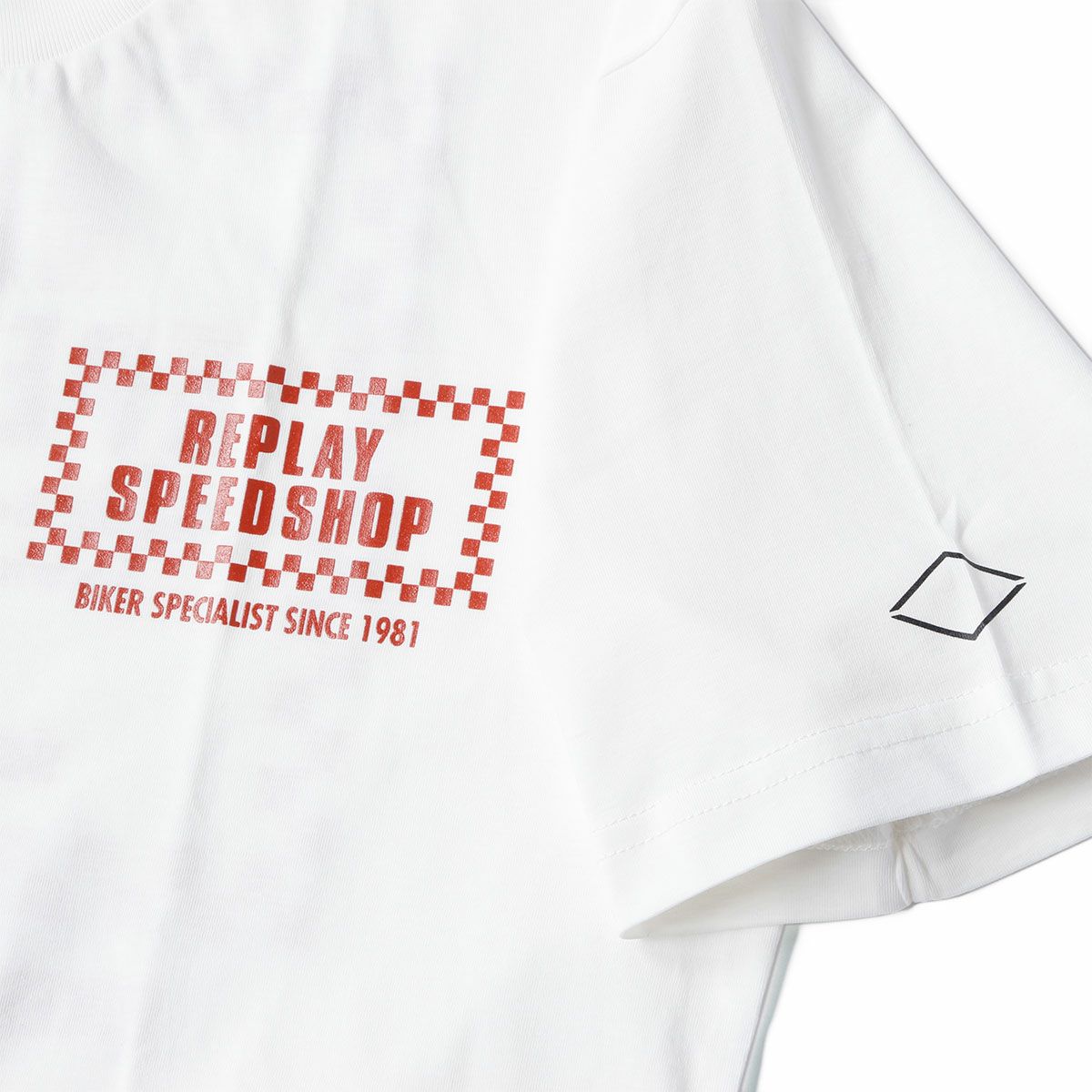 Replay｜バイカー プリント Ｔシャツ｜ホワイト