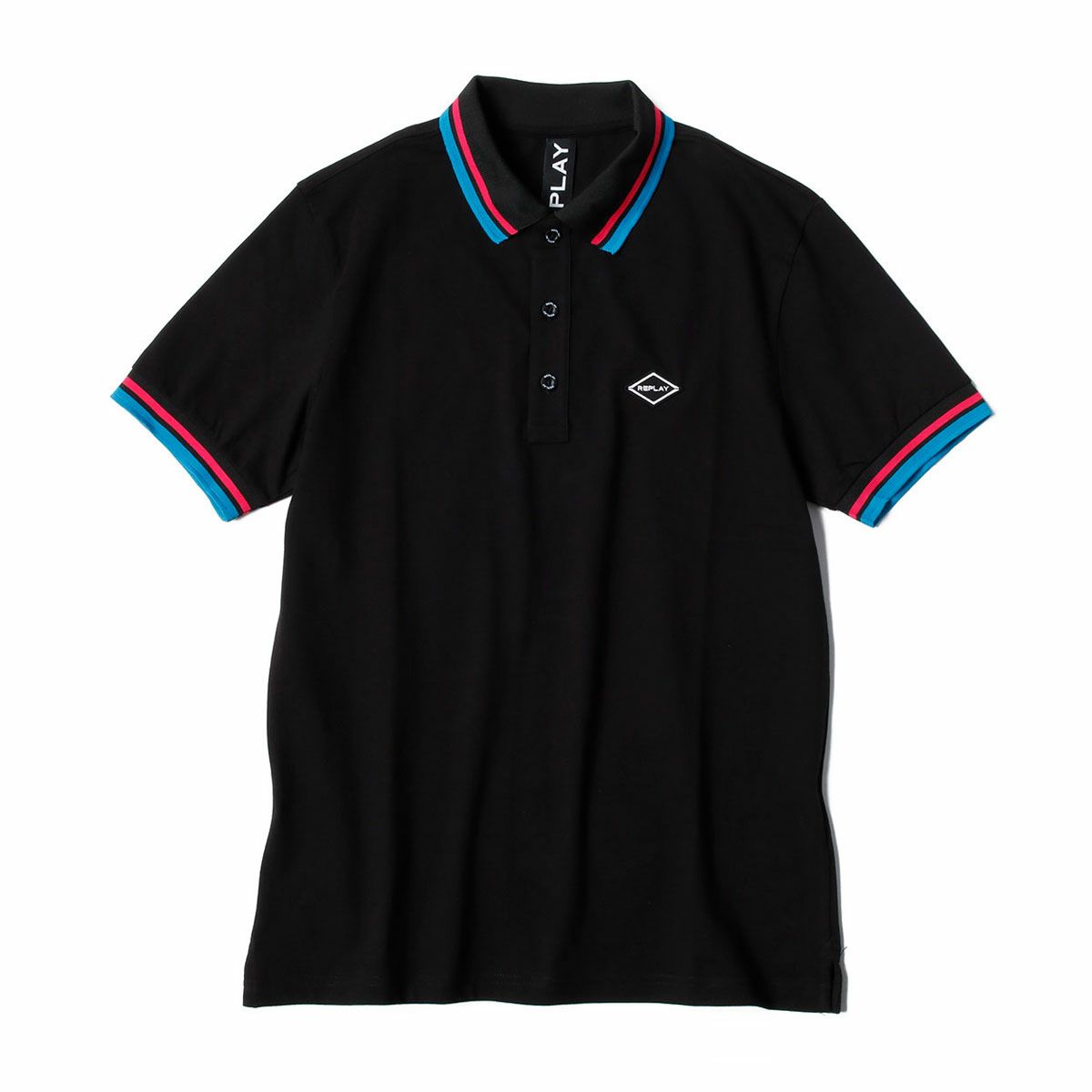 Replay｜コントラストカラーエッジ ポロシャツ｜ブラック
