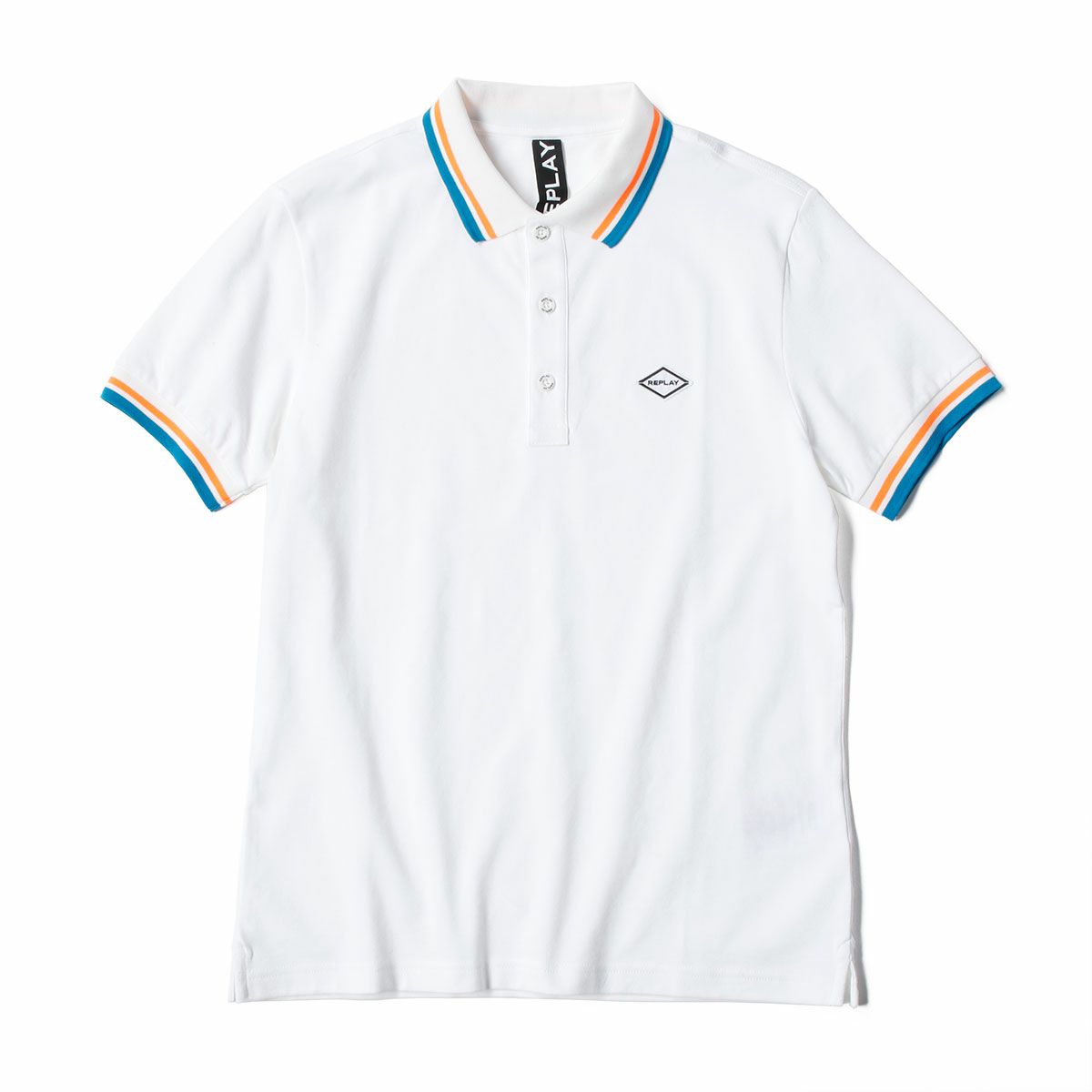 Replay｜コントラストカラーエッジ ポロシャツ｜ホワイト