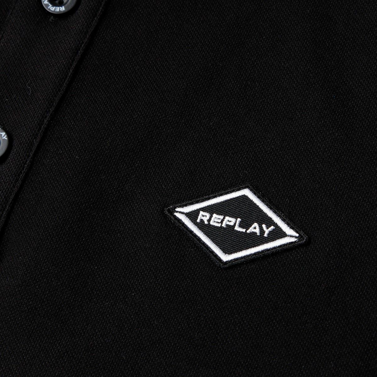 Replay｜コントラストカラーエッジ ポロシャツ｜ブラック