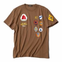 Replay｜クルーネック パッチ Tシャツ｜ブラウン