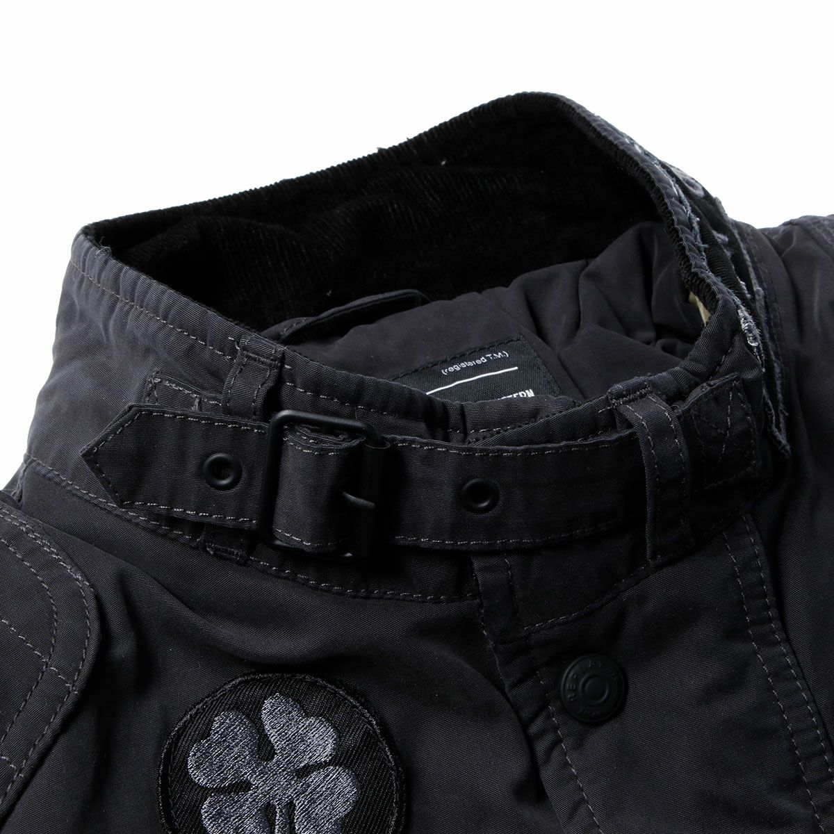 Replay｜ワックスドナイロン ライダーズパッチ バイカージャケット｜ファブリック｜パイレーツブラック
