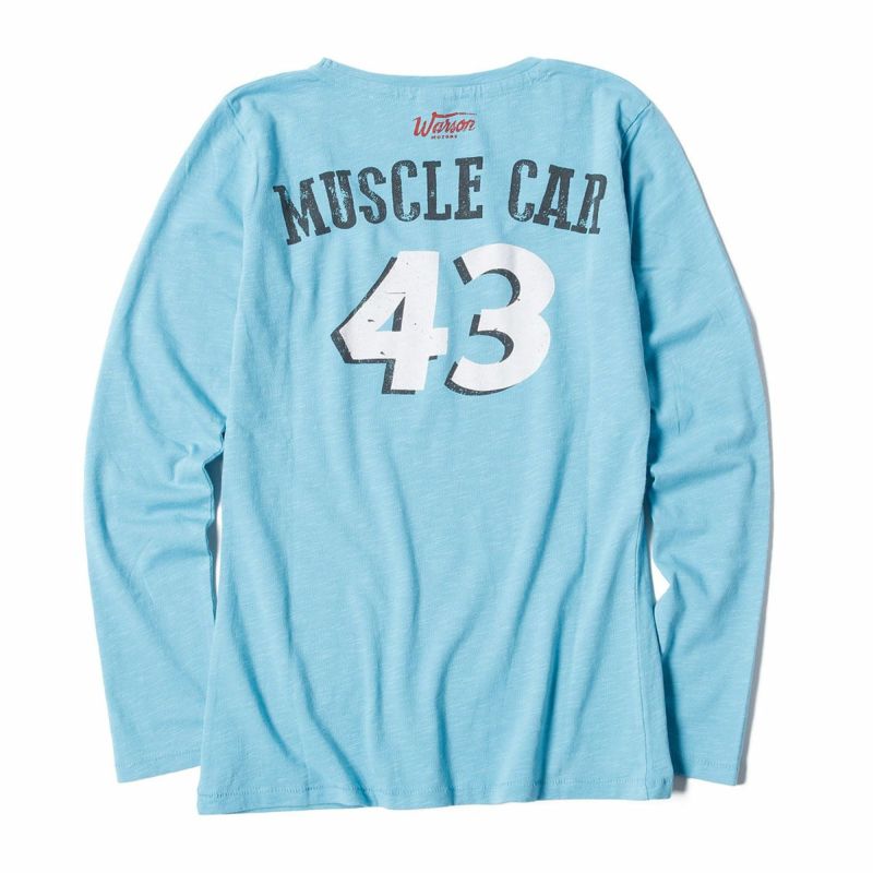 Warson Motors｜V8 ロングスリーブ Tシャツ レディ｜スカイブルー