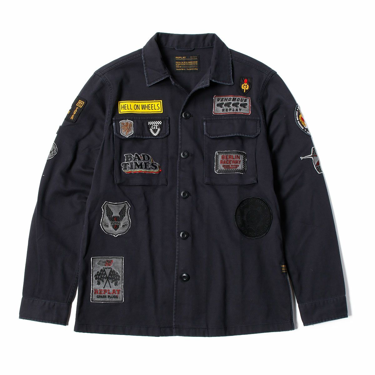 Replay｜レーサーパッチシャツ｜チャコール