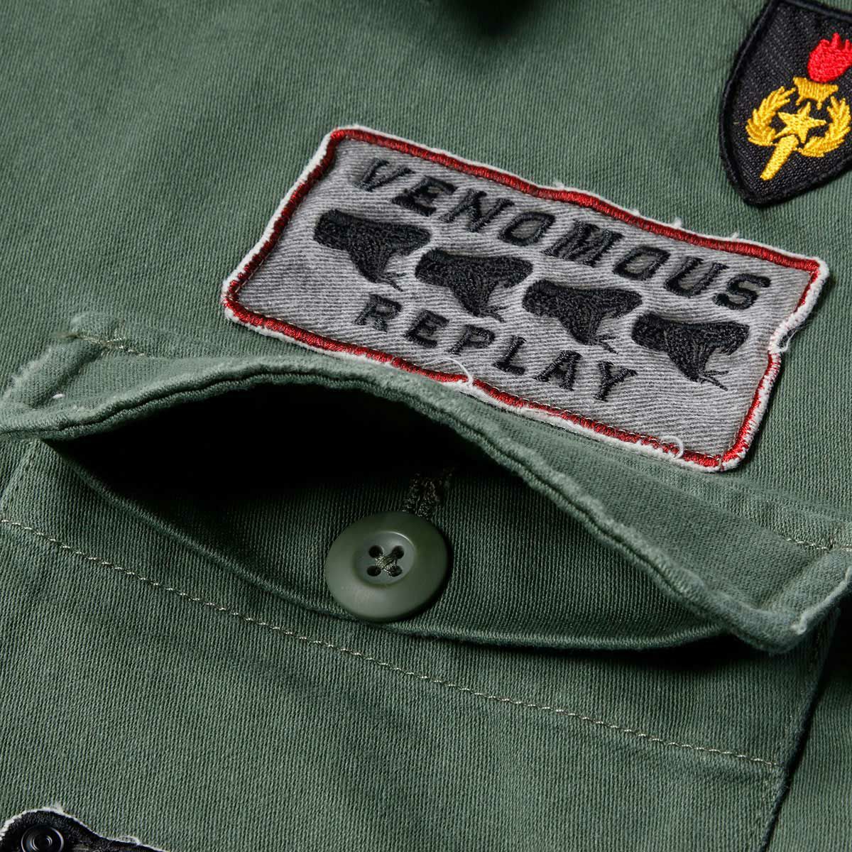 Replay｜レーサーパッチシャツ｜オリーブ