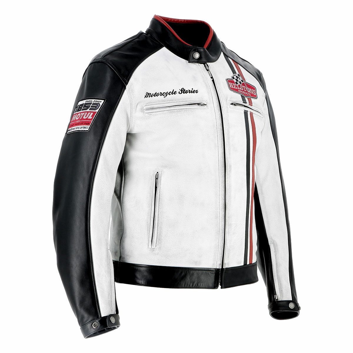 helstons｜ジェイ レザー ジャケット｜ホワイト×ブラック