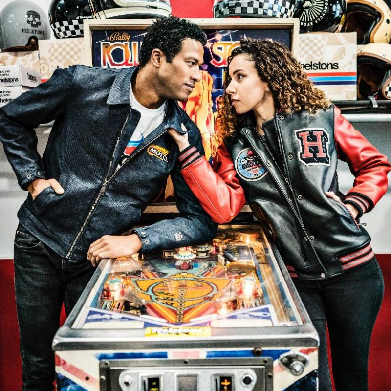 helstons｜メカニック デニム ジャケット｜ファブリック｜ブルー｜モデル着用