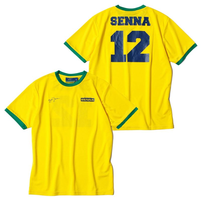 AyrtonSenna アイルトン・セナ スポーツ Tシャツ メンズ S イエロー