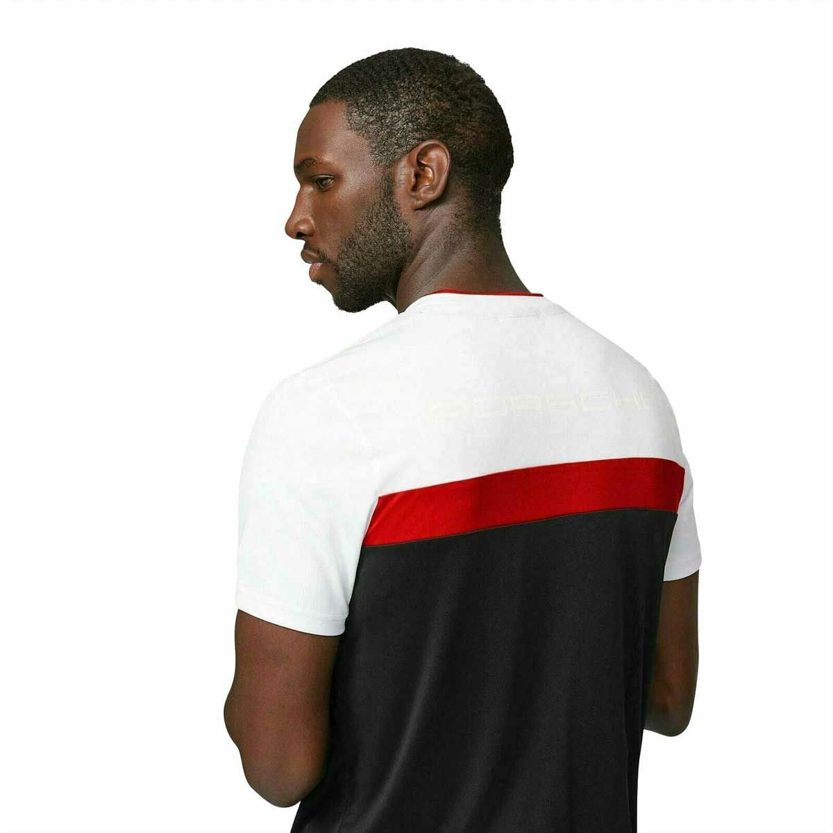 PORSCHE｜ポルシェ FW カラー ブロック Tシャツ｜ブラック｜モデル着用