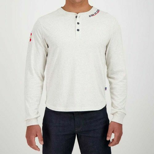 Steve McQueen｜ル・マン 24H スティーブ・マックィーン HENLEY ロングスリーブ Tシャツ｜ロングスリーブ｜エクリュヘザー｜モデル着用