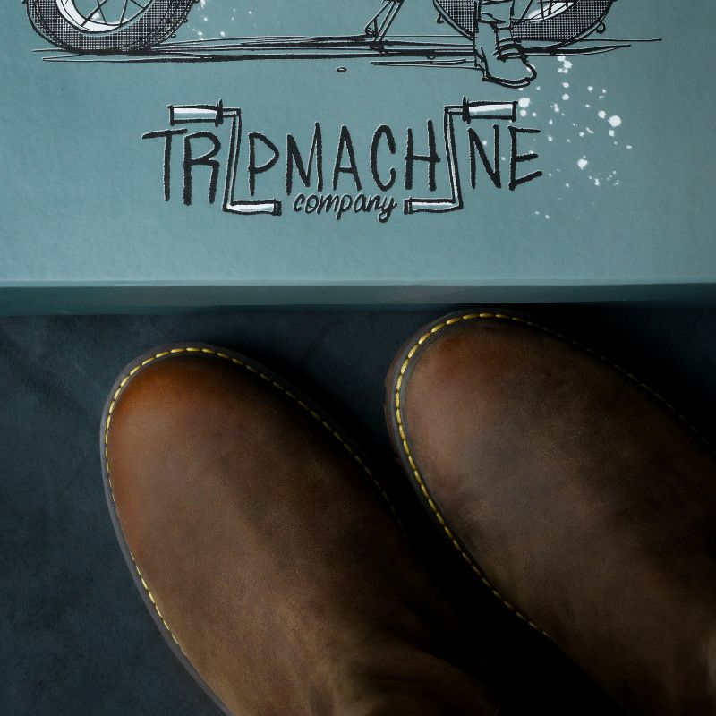 Trip Machine｜ブーツ チェルシー｜ブーツタイプ｜ラスティラングラ－｜モデル着用