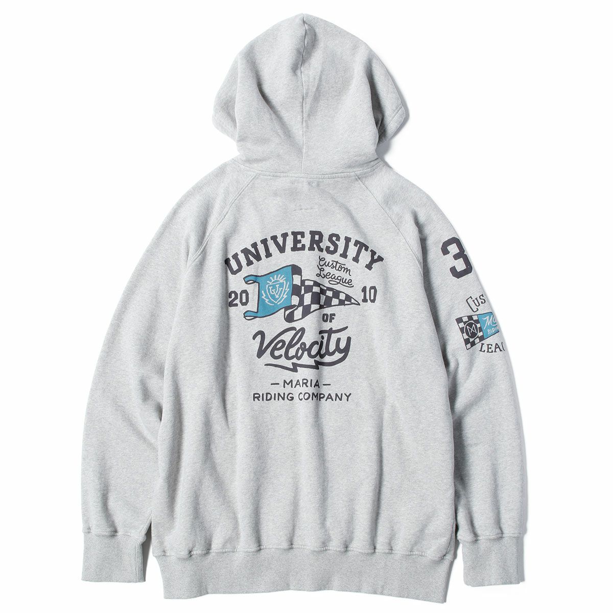 Maria Riding Company｜ユニバーシティ オブ ベロシティ フーディ｜グレー