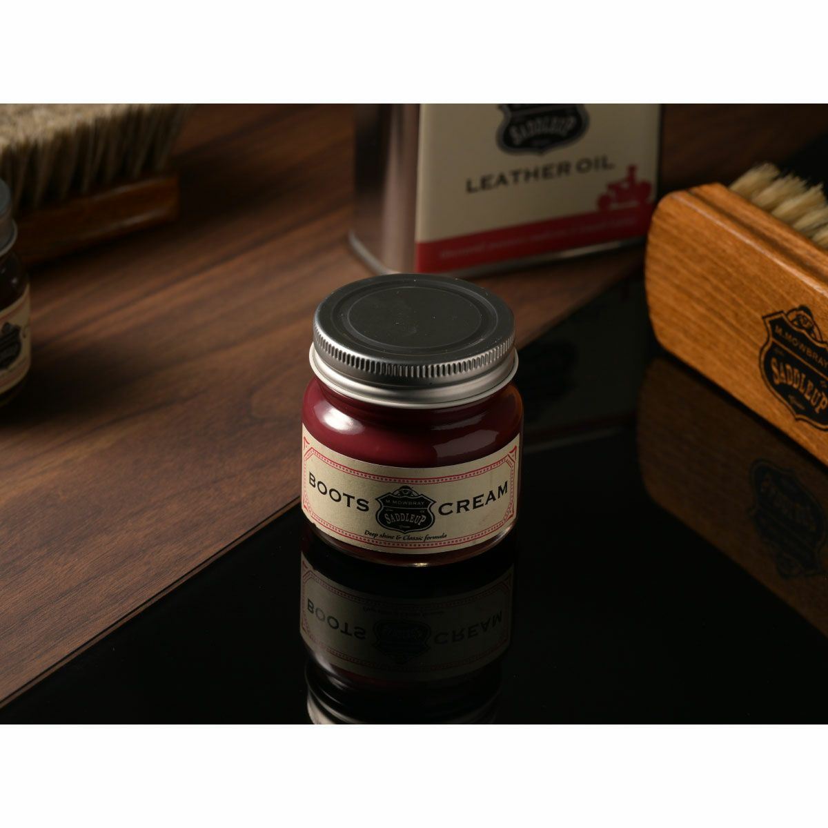 M.MOWBRAY｜サドルアップ ブーツクリーム｜レザーケア｜ブラックチェリー