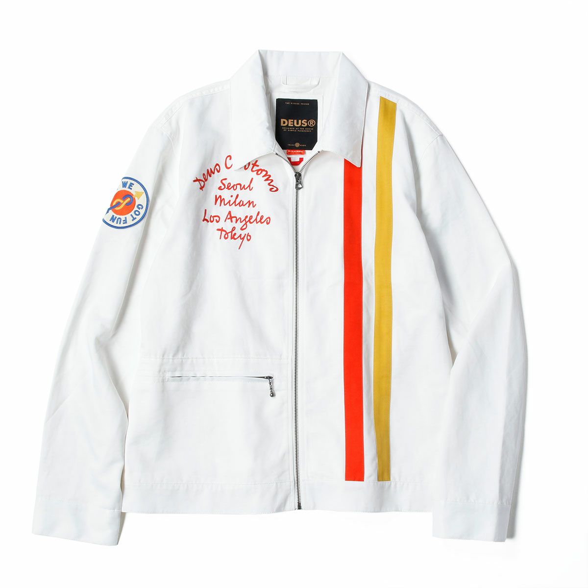 Deus Ex Machina｜チャイム レーシング ジャケット｜ファブリック｜ホワイト