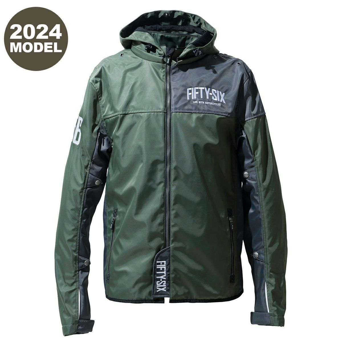 56design｜クォーター パーカー 24｜ファブリック｜チャコールグレー×グリーン